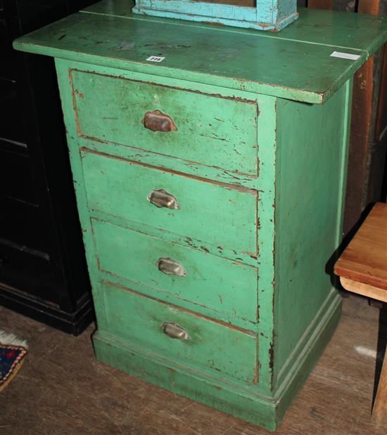 Small green painted chest of drawers